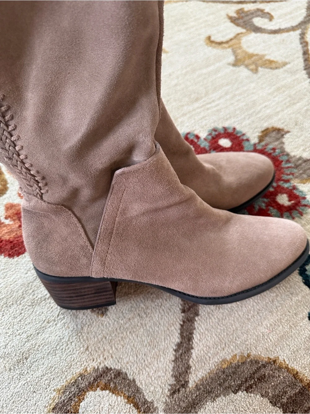 Vince Camuto Women's Over-the-Knee Suede Block Heel Boot - Beige